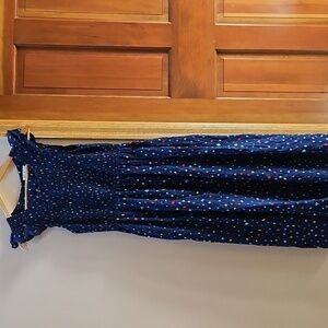 THML Navy Smock Dress with Colorful Geometric Pattern size Small